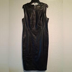 Nwot! Calvin Klein Faux Leather Sheath Dress